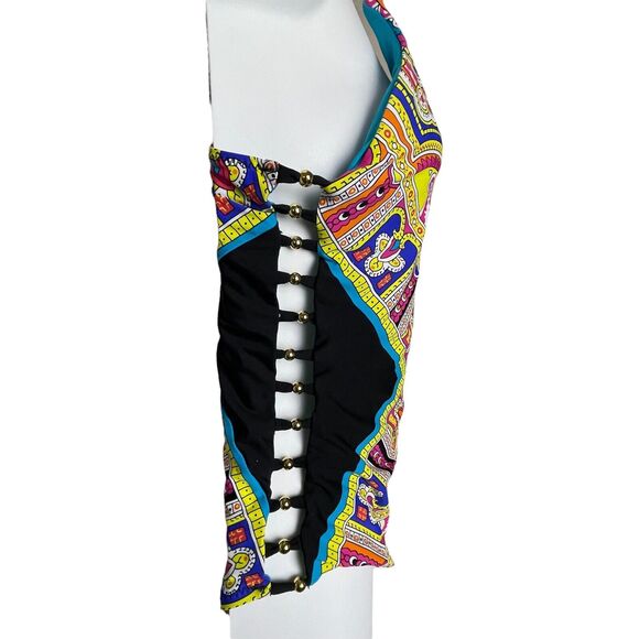 Trina Turk One Piece Swimsuit 8‎ Paisley Cutout Open Back Resort Chic - Picture 5 of 8